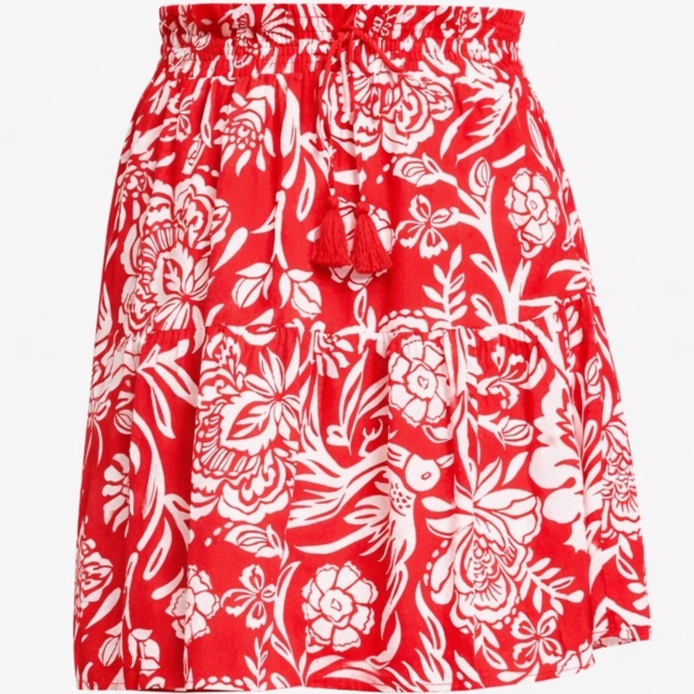 Knox Rose Red and White Flora Skirt Size XL